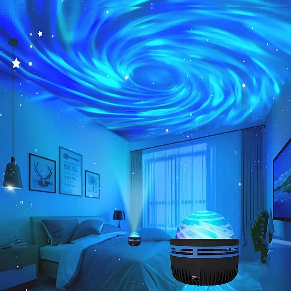 Projecteur Galaxie LED - Veilleuse Étoiles & Vagues Océan 7 Couleurs