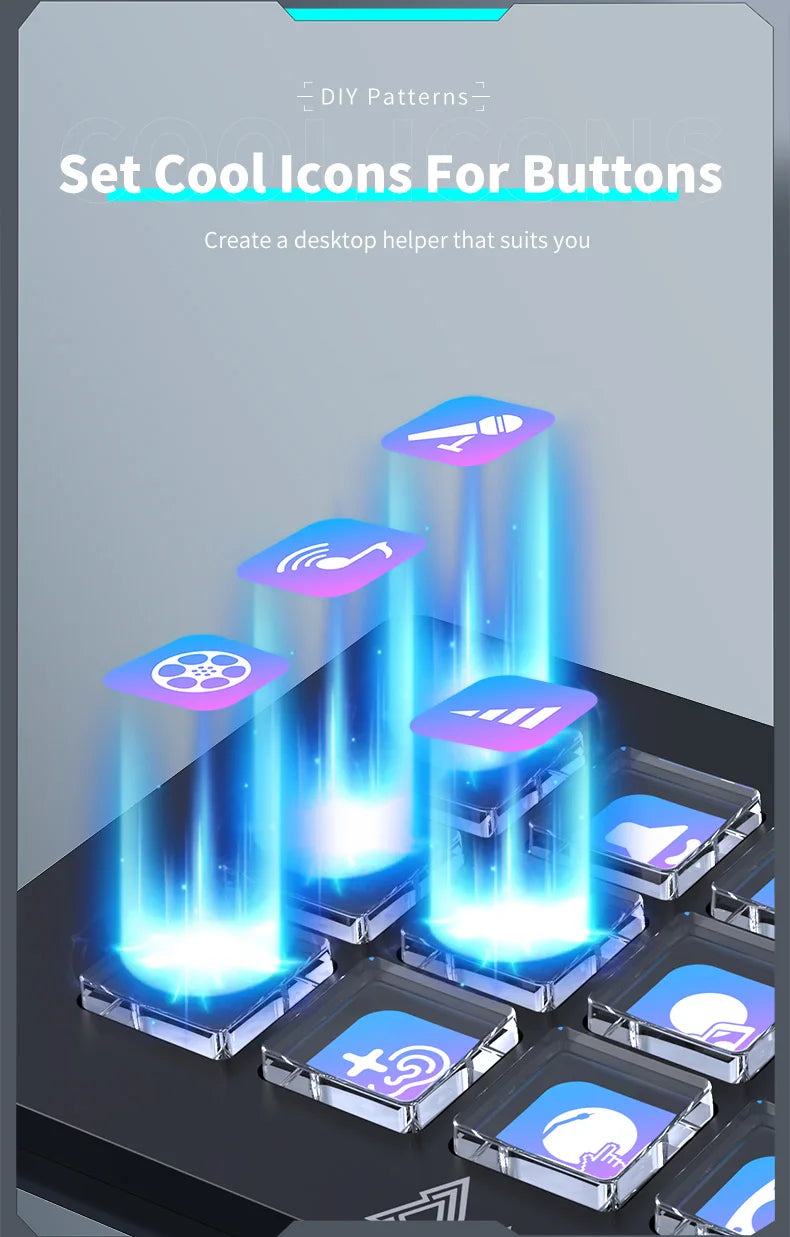 Clavier Macro AJAZZ AKP153E - 15 Touches Programmables - Mini Clavier Gaming Personnalisable Bureau Noir/Blanc