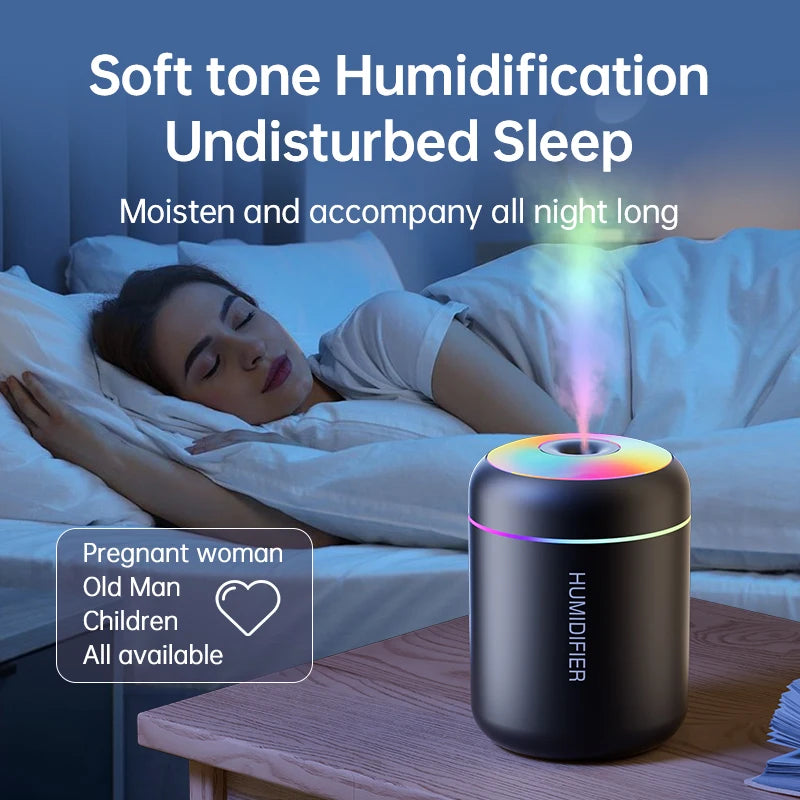 Mini Humidificateur USB 180ml - Diffuseur d'Arômes Portable - Purificateur Air Voiture Maison Chambre avec LED
