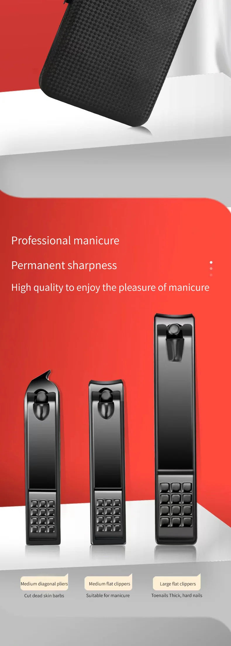 Set Coupe-Ongles Manucure Pédicure Professionnel - Kit Beauté Complet 4 à 24 Pièces - Outils Soin des Ongles Noir