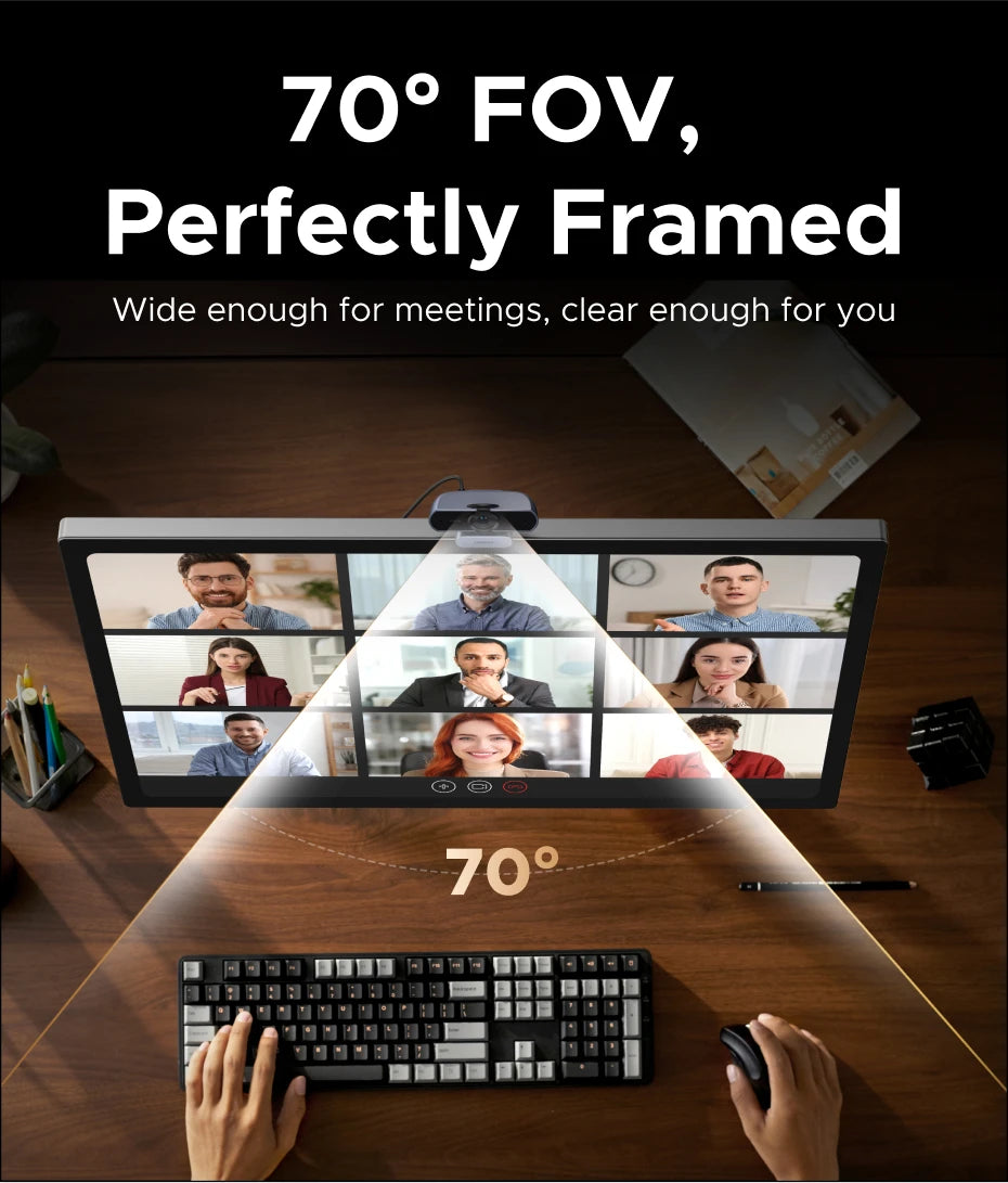 Webcam UGREEN 4K FHD 1080P 8MP pour PC - Autofocus PDAF - Double Micro Anti-Bruit IA