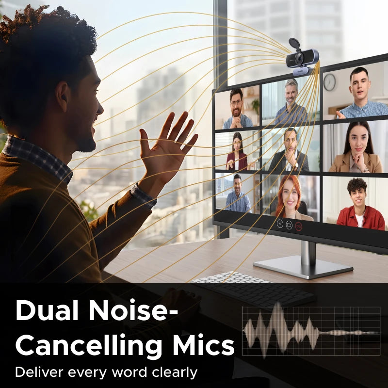 Webcam UGREEN 4K FHD 1080P 8MP pour PC - Autofocus PDAF - Double Micro Anti-Bruit IA