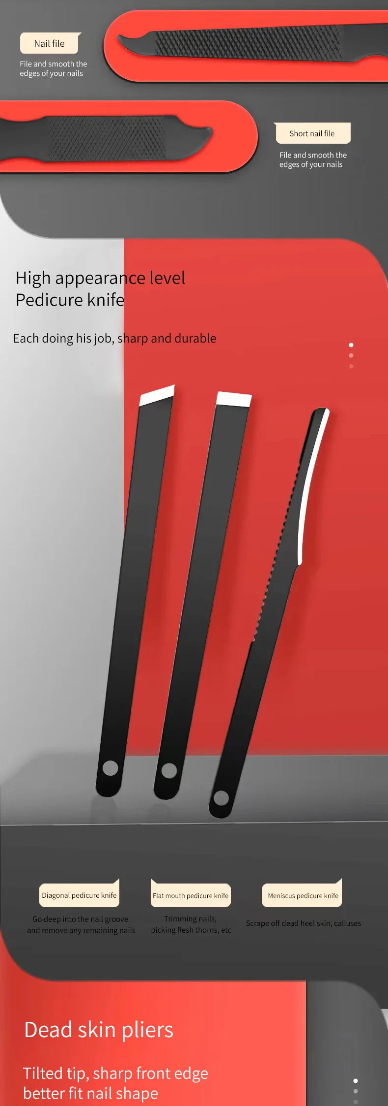 Set Coupe-Ongles Manucure Pédicure Professionnel - Kit Beauté Complet 4 à 24 Pièces - Outils Soin des Ongles Noir