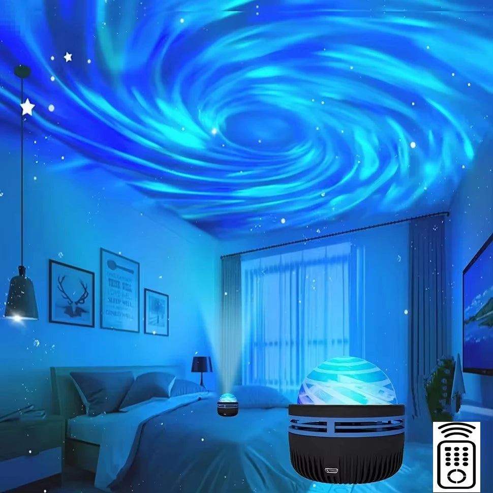 Projecteur Galaxie LED - Veilleuse Étoiles & Vagues Océan 7 Couleurs