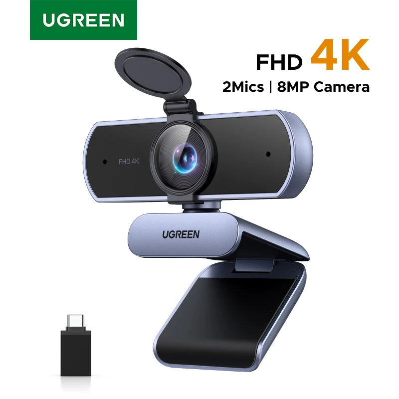 Webcam UGREEN 4K FHD 1080P 8MP pour PC - Autofocus PDAF - Double Micro Anti-Bruit IA
