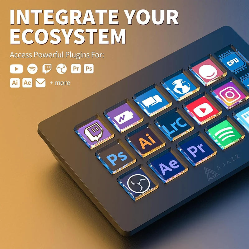 Clavier Macro AJAZZ AKP153E - 15 Touches Programmables - Mini Clavier Gaming Personnalisable Bureau Noir/Blanc