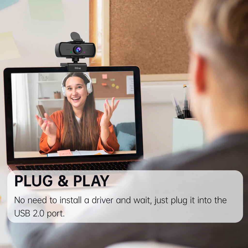 Webcam Full HD 1440p FIFINE avec Microphone et Trépied K420 - USB pour PC et Ordinateur Portable