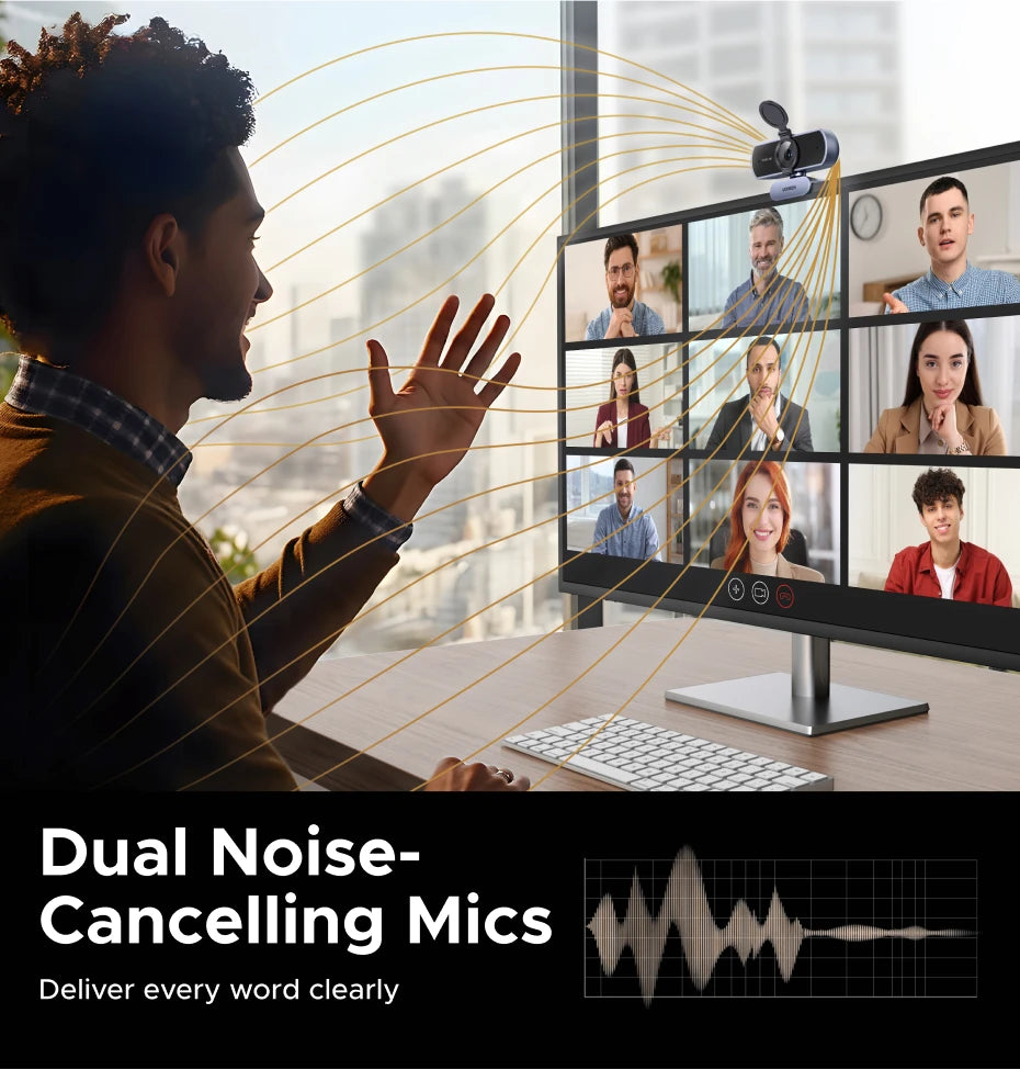 Webcam UGREEN 4K FHD 1080P 8MP pour PC - Autofocus PDAF - Double Micro Anti-Bruit IA