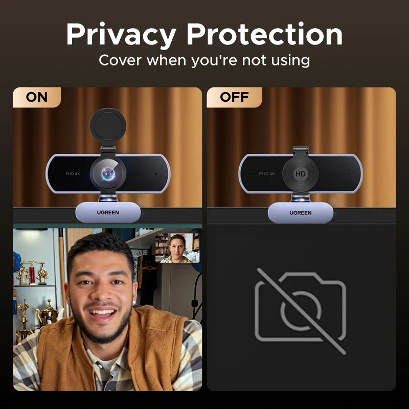 Webcam UGREEN 4K FHD 1080P 8MP pour PC - Autofocus PDAF - Double Micro Anti-Bruit IA