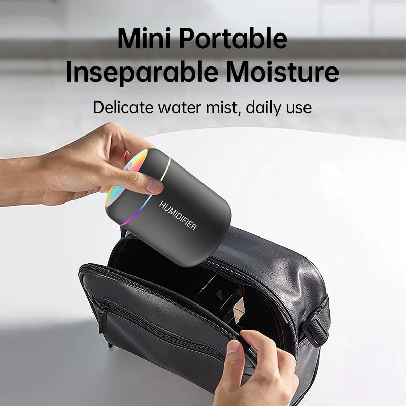 Mini Humidificateur USB 180ml - Diffuseur d'Arômes Portable - Purificateur Air Voiture Maison Chambre avec LED