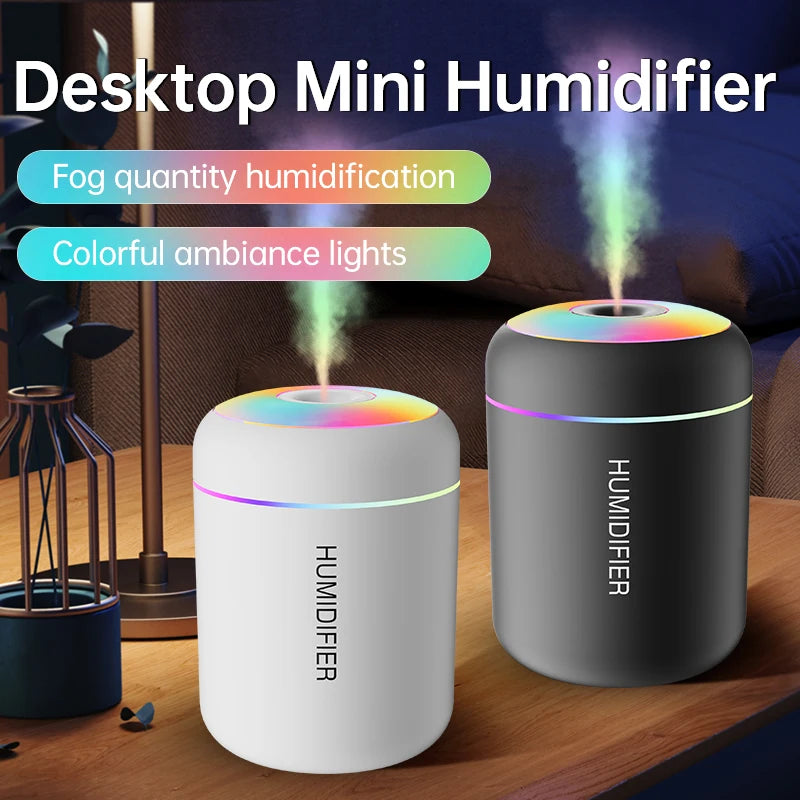 Mini Humidificateur USB 180ml - Diffuseur d'Arômes Portable - Purificateur Air Voiture Maison Chambre avec LED