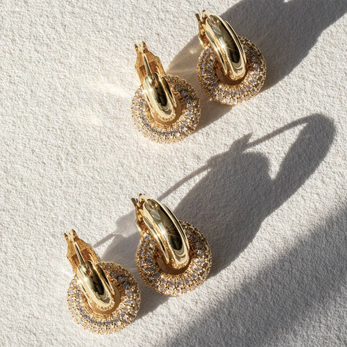 Boucles d'Oreilles Pendantes Punk - Cercle Strass Brillants en Acier Inoxydable