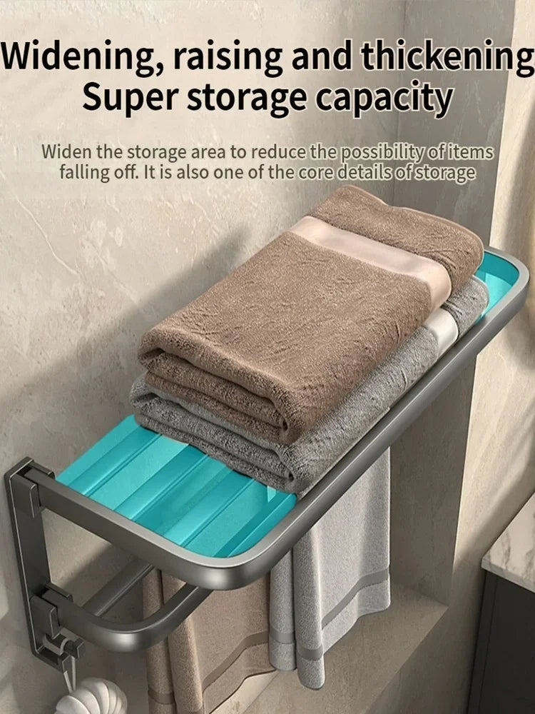 Porte-Serviettes Mural en Aluminium 40-60cm - Support Serviette Salle de Bain Renforcé - Rangement Toilette Noir/Gris