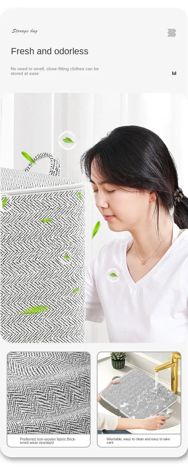 Sac de Rangement Grande Capacité 30-220L - Organiseur Placard Non-Tissé - Housse Couette Vêtements Jouets