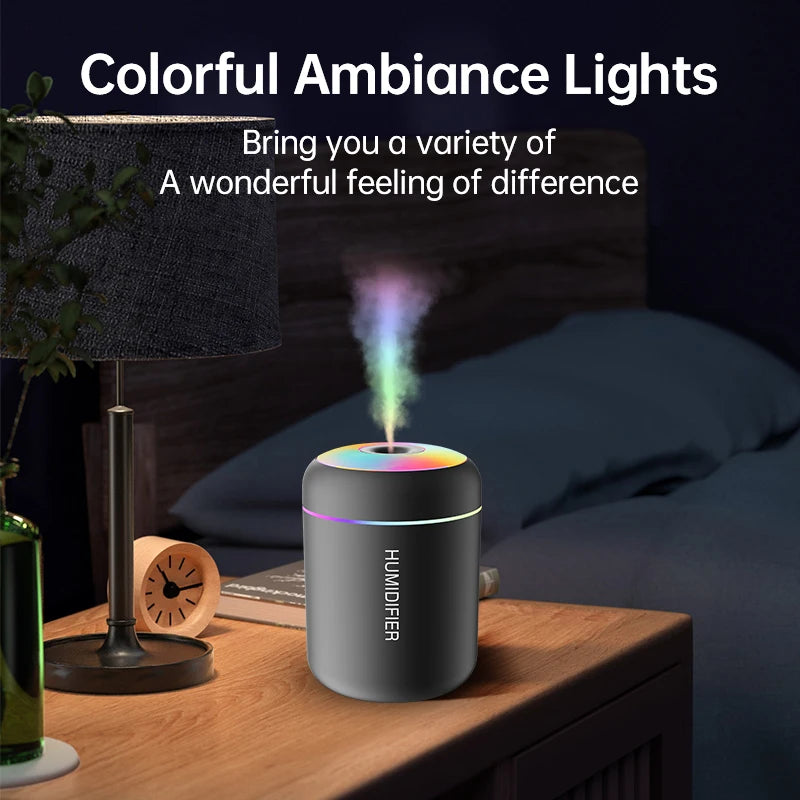 Mini Humidificateur USB 180ml - Diffuseur d'Arômes Portable - Purificateur Air Voiture Maison Chambre avec LED