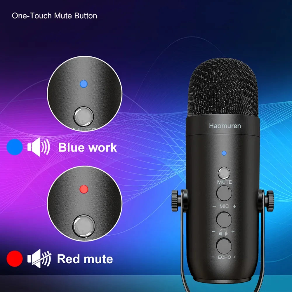 Microphone USB Professionnel Streaming Podcast - Kit Studio Cardioïde avec Bras Articulé - Enregistrement YouTube Gaming