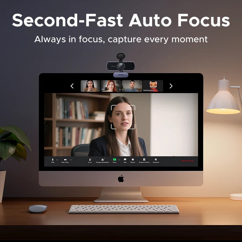 Webcam UGREEN 4K FHD 1080P 8MP pour PC - Autofocus PDAF - Double Micro Anti-Bruit IA