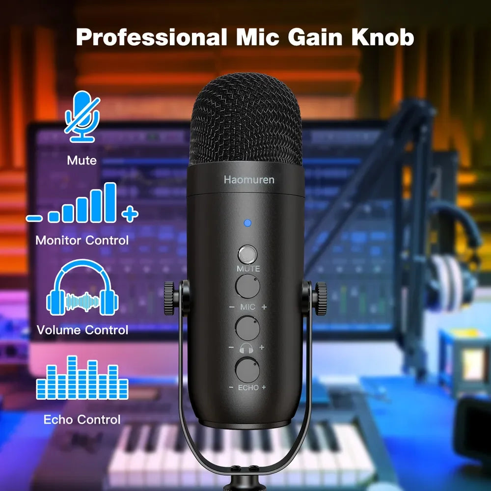 Microphone USB Professionnel Streaming Podcast - Kit Studio Cardioïde avec Bras Articulé - Enregistrement YouTube Gaming