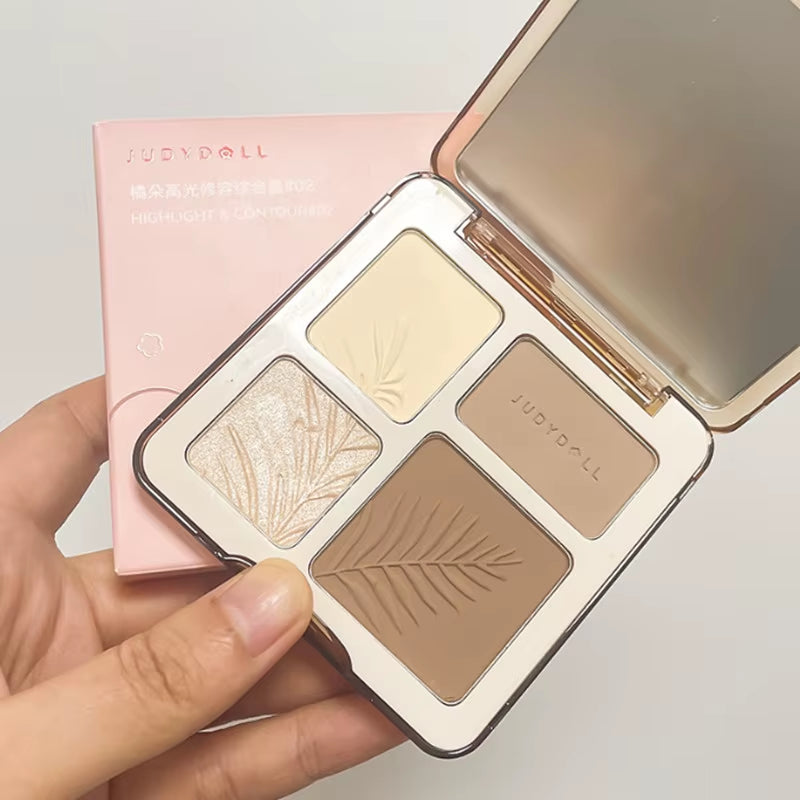 Judydoll Facial Highlighter Makeup Palette Face Lasting Glow Brighten Contour Shimmer Matte Powder 3D Nose Shadow Cosmetics