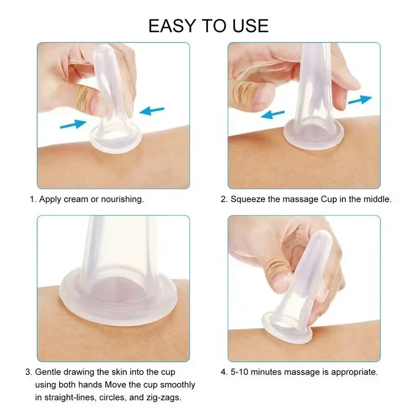 Silicone Vacuum Cupping Massage Jars anti Cellulite Massage Facial Suction Cups Face Neck Lift Skin Scraping Guasha anti Wrinkle