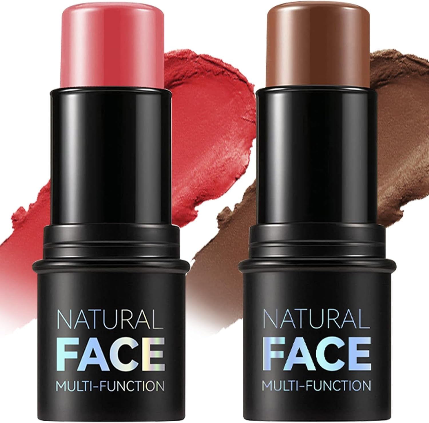 Lot De 2 Bâtons De Contour Crème Mats, Hautement Pigmentés, Roses, Rouges À Joues, Longue Durée, Imperméables, Bronzants, Pour Les Cheeks, Crayon De Contour Du Visage, Correcteur De Teint Pour