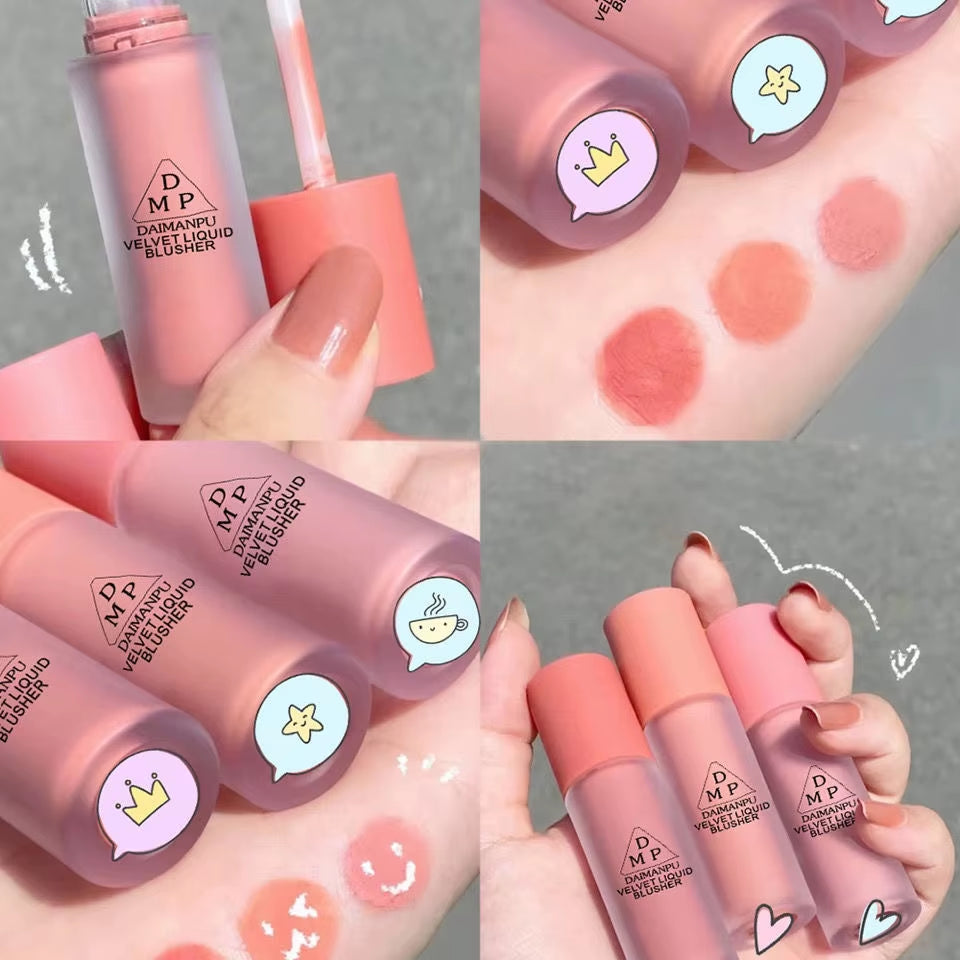 Liquid Blush Long-Acting Waterproof Easy Halo Dye Brightens the Face Smooth Peach Red Female Cosmetics
