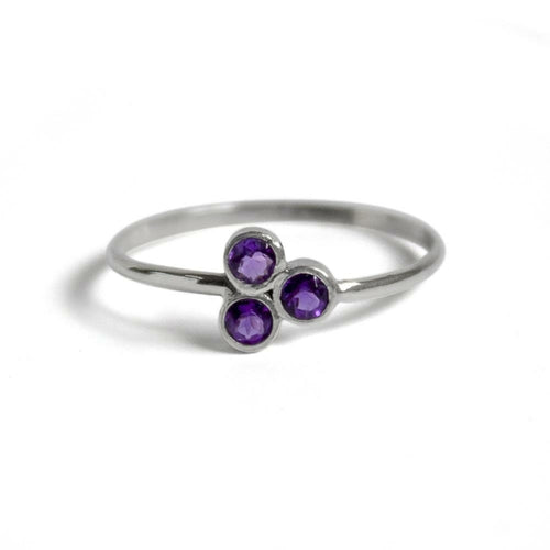 Bague Améthyste en Argent Sterling 925 - Cluster de Pierres Violettes