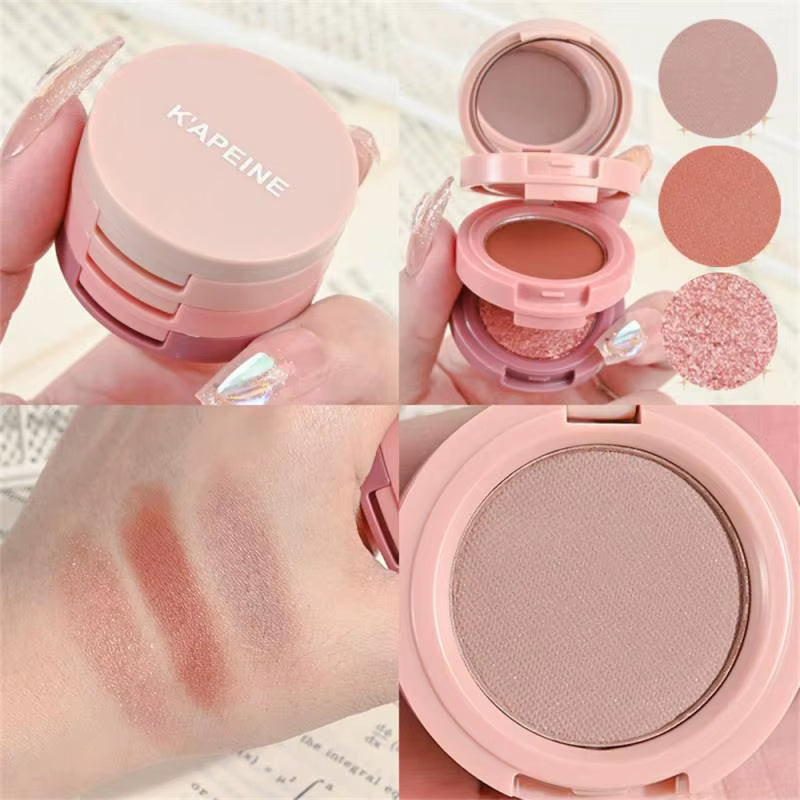 New 3 in 1 Glitter Eyeshadow Highlighter Blush Palette Matte Pearlescent Multifunctional Shimmer Eyes Face Makeup Cosmetics Tool