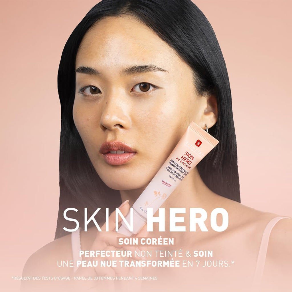 Skin Hero Au Ginseng Blanc - Soin Visage Non Teinté Perfecteur De Peau Nue En 7 Jours Avec Acide Hyaluronique - Soin Cosmetique Coréen Pour Visage - Skin Hero - 15 Ml
