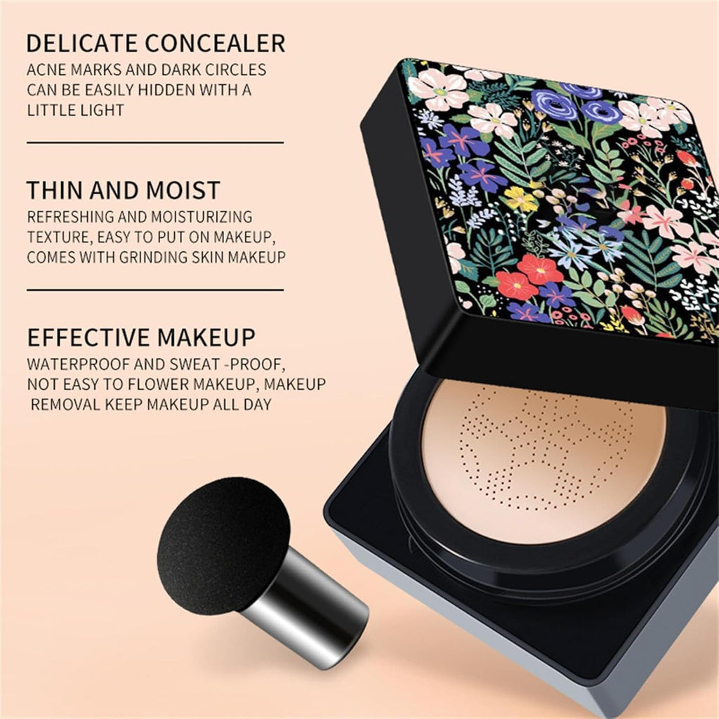 Fond De Teint BB Cream, Coussin D'Air Tête De Champignon BB Cream | Base De Maquillage Naturelle, Correcteur À Coussin D'Air Longue Durée | Fond De Teint Liquide Hydratant, Coussin Respirant, Maquilla