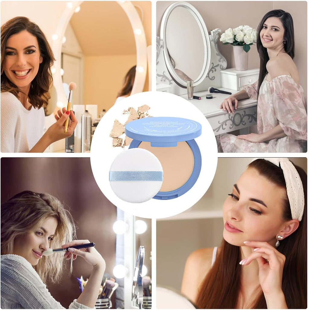 1 Pièce De Poudre De Maquillage Compacte Pour Le Visage, Poudre Pour Le Visage, Collection De Poudre Pressée Translucide, Poudre De Fond De Teint À Couverture Complète, Poudre Fixatrice Sous Les Yeux