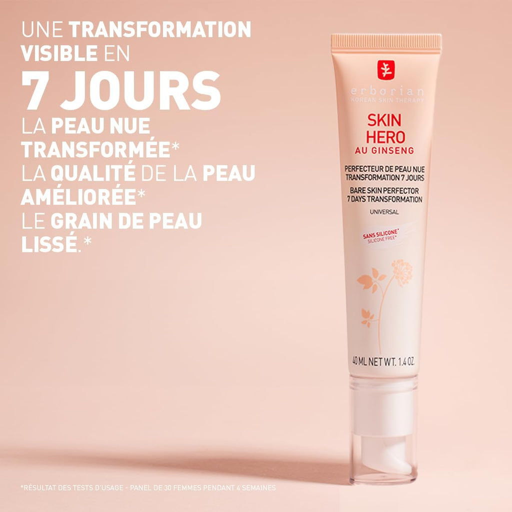 Skin Hero Au Ginseng Blanc - Soin Visage Non Teinté Perfecteur De Peau Nue En 7 Jours Avec Acide Hyaluronique - Soin Cosmetique Coréen Pour Visage - Skin Hero - 15 Ml
