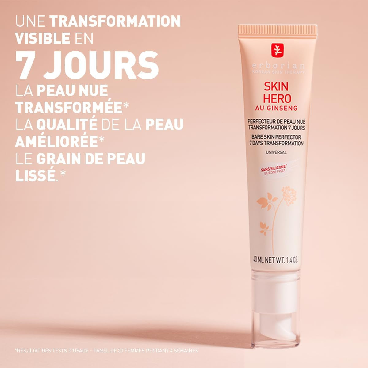 Skin Hero Au Ginseng Blanc - Soin Visage Non Teinté Perfecteur De Peau Nue En 7 Jours Avec Acide Hyaluronique - Soin Cosmetique Coréen Pour Visage - Skin Hero - 15 Ml