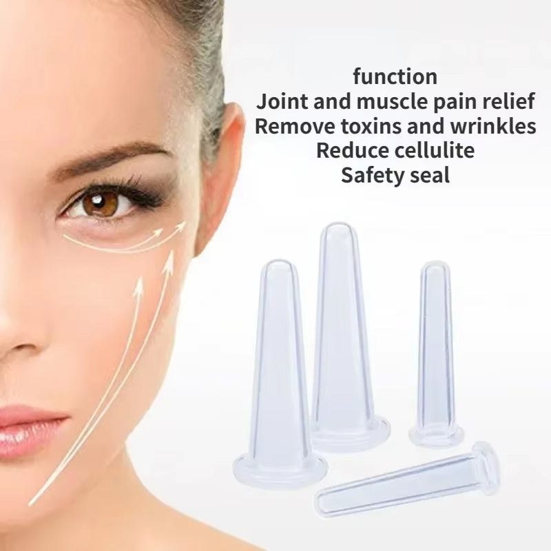 Silicone Vacuum Cupping Massage Jars anti Cellulite Massage Facial Suction Cups Face Neck Lift Skin Scraping Guasha anti Wrinkle