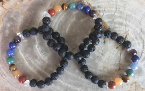 Bracelet Diffuseur d'Aromathérapie Chakra avec Pierres Précieuses Naturelles