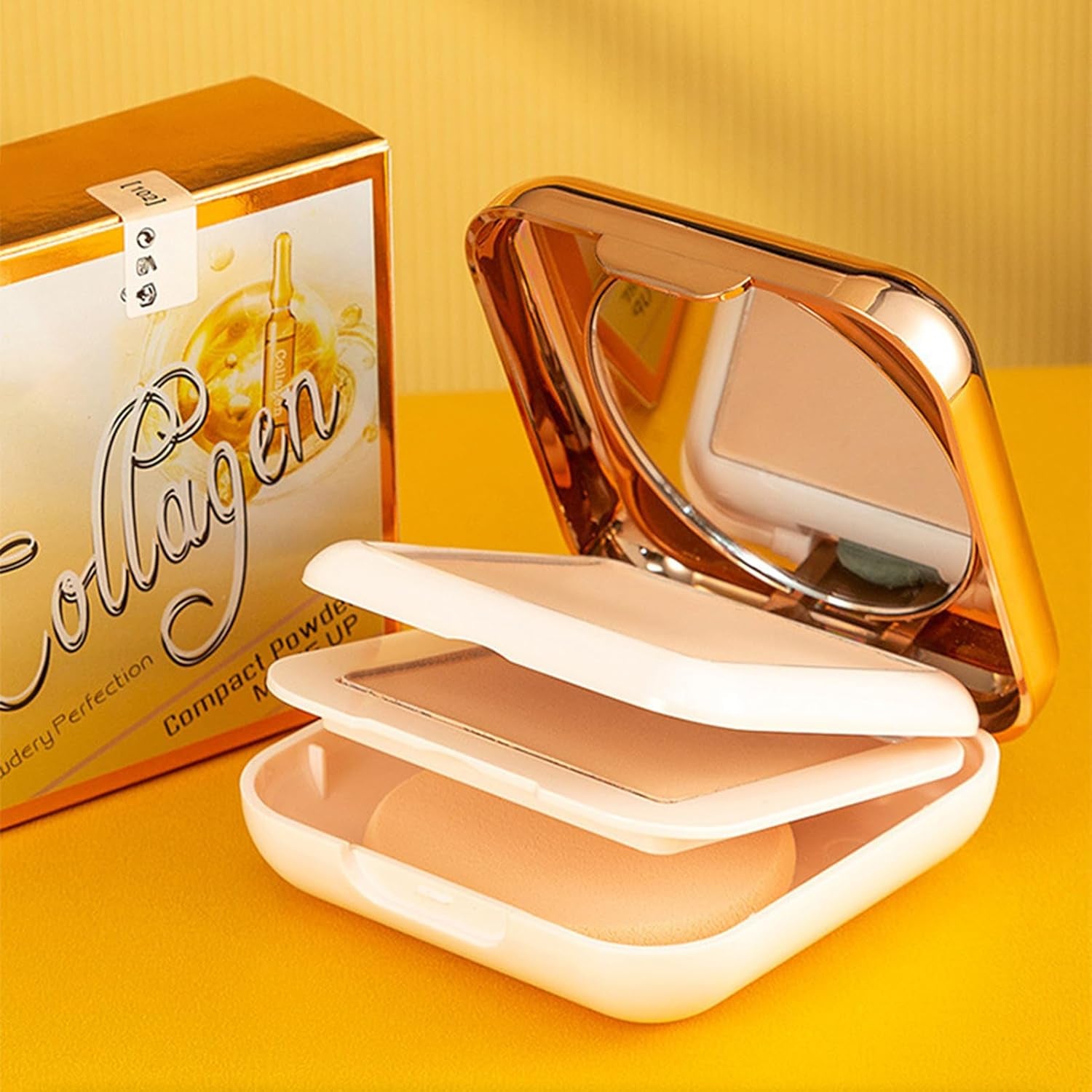 Poudre Pressée | Maquillage En Poudre Pressée Double Couche | Poudre De Contrôle De L'Huile De Maquillage En Poudre Fixatrice De Fond De Teint, Cosmétique De Remplissage De Pores Longue Durée