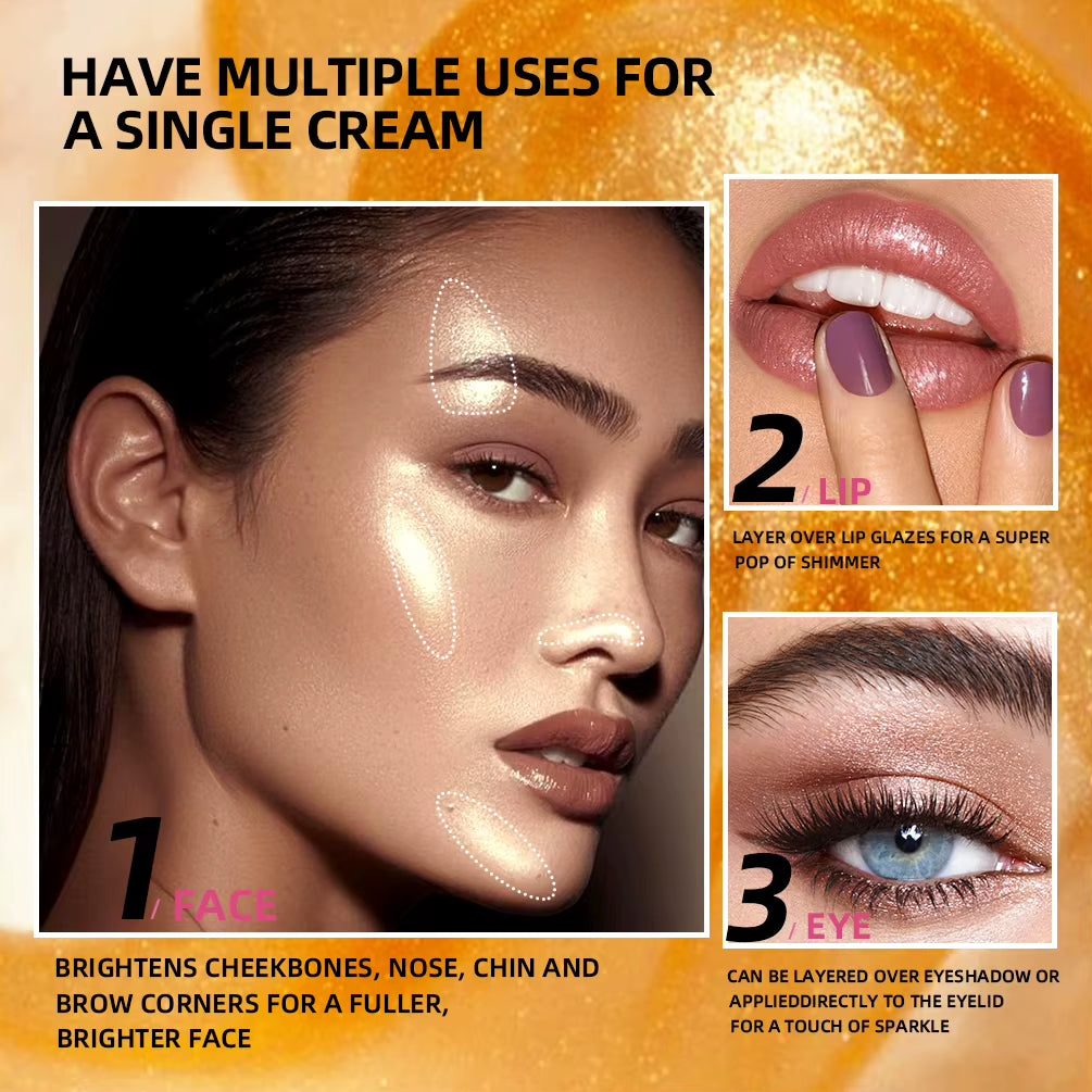 Shimmer Glitter Highlighter Cream Eye Shadow Silkworm Gold Face Contour Bronzer Brighten Body Highlight Iluminador Makeup