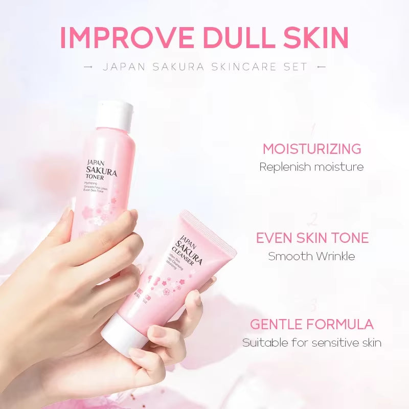 Sakura Kit Skin Care Sets Moisturizing and Reducing Fine Lines Cleansing Pore Product 5-Piece Korean Skincare Set
