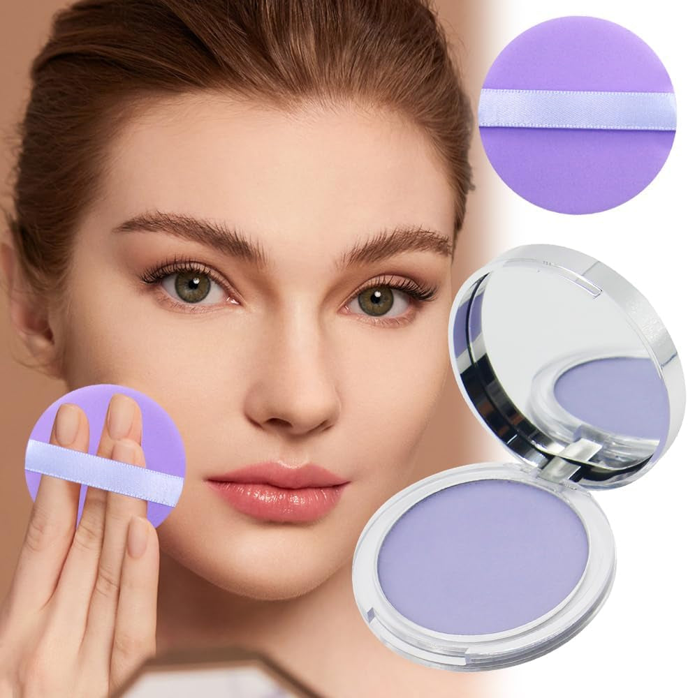 ® Poudre Pour Visage Contrôlant L'Huile, Poudre De Réglage Pour Le Visage, Maquillage Poudre Fixateur, Oil Control Face Pressed Powder, Face Setting Powder, Mate, Longue Tenue (Violet)