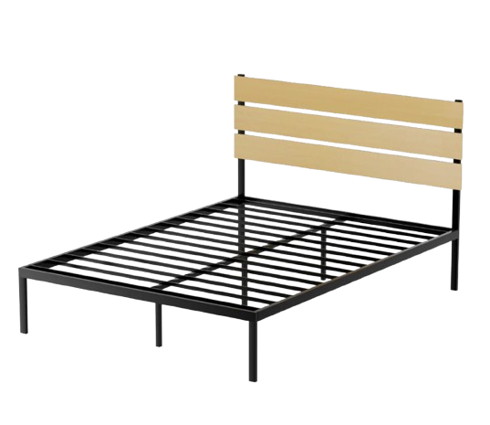 Cadre de Lit en Métal avec Plateforme pour Matelas - Noir PAULA