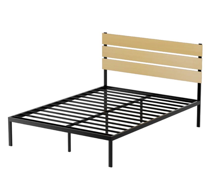 Cadre de Lit en Métal avec Plateforme pour Matelas - Noir PAULA