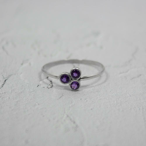 Bague Améthyste en Argent Sterling 925 - Cluster de Pierres Violettes