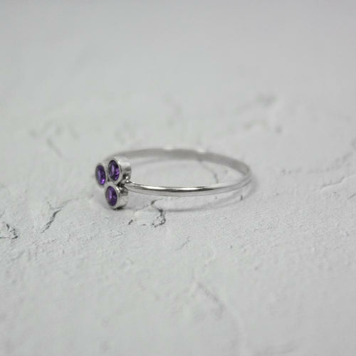 Bague Améthyste en Argent Sterling 925 - Cluster de Pierres Violettes